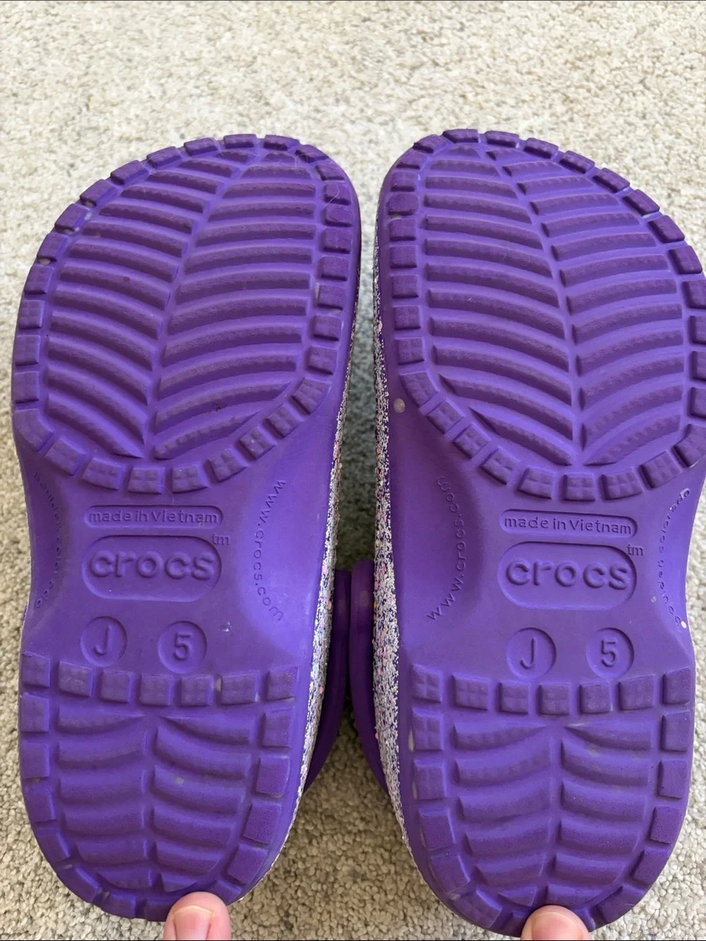 CROCS Kids Purple Glitter Speckled Clogs